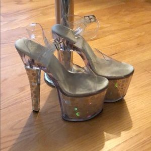 Silver sparkle Pleaser dance/modeling shoes